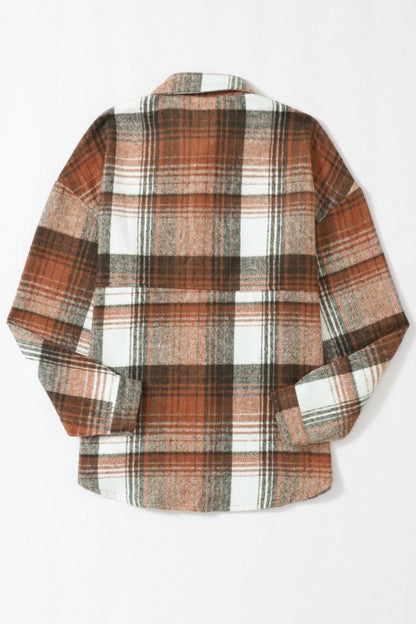 Plaid Flap Chest Pockets Shacket - FamilyClothes