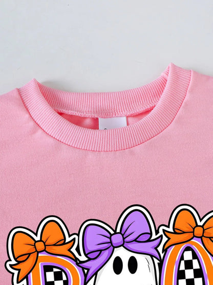 Children's Halloween Graphic Sweatshirt and Flare Pants Set - FamilyClothes