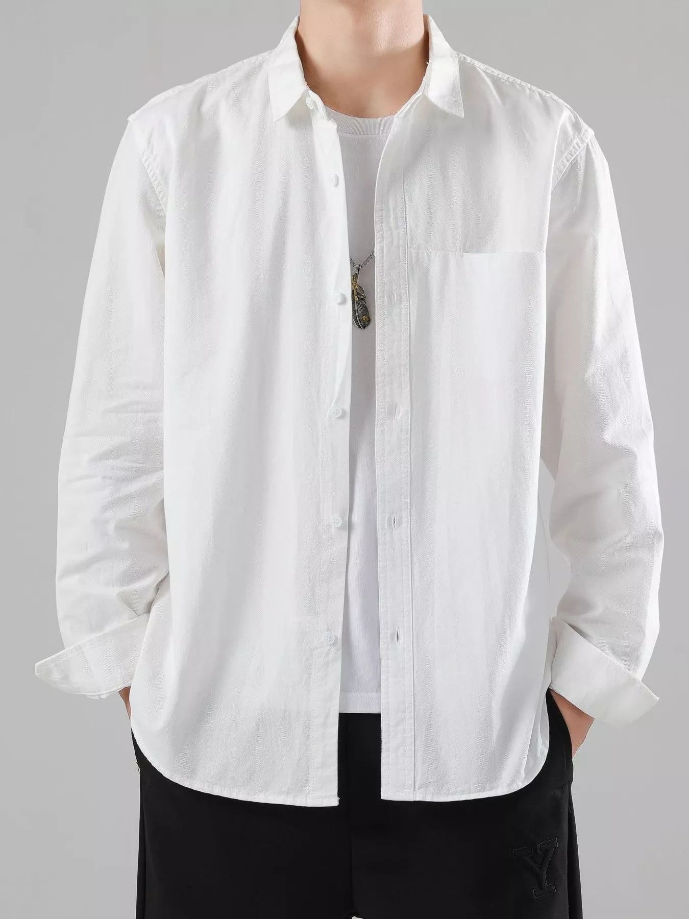 Men's Full Size Button-Up Casual Shirt Plus Size - FamilyClothes