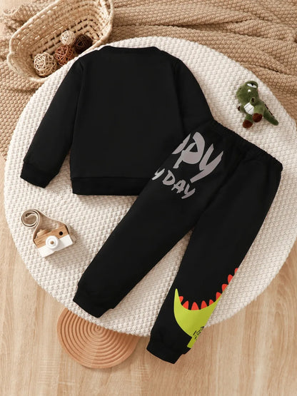 Children's Dinosaur Graphic Sweatshirt and Pants Set - FamilyClothes