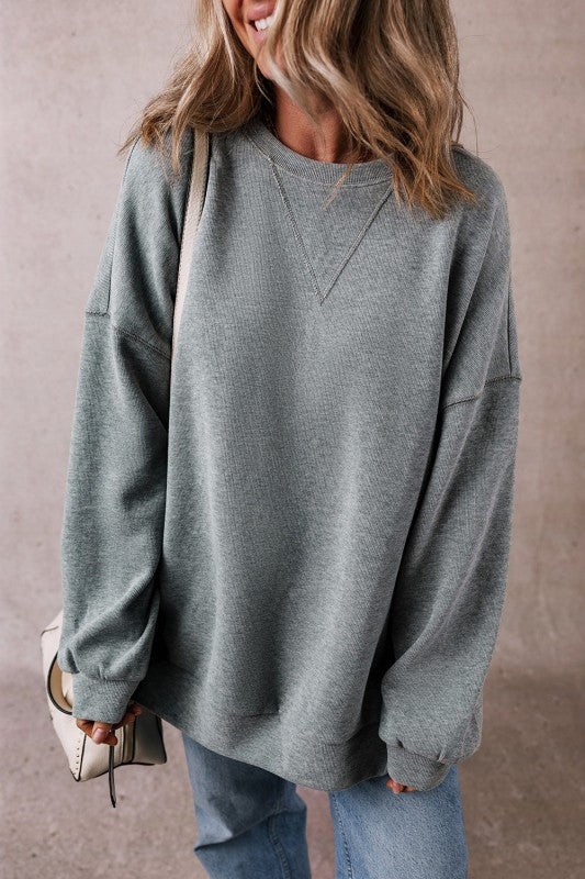 Rorivina Drop Shoulder Oversized Sweatshirt - FamilyClothes