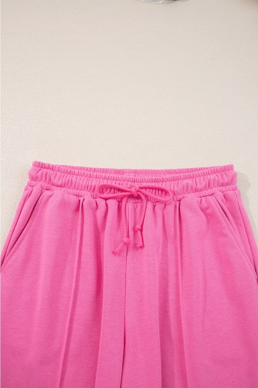 Solid Collared Top and Central Seam Pants Set - FamilyClothes