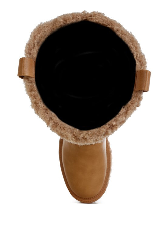 Lapland Fur Detail Calf Length Boots - FamilyClothes