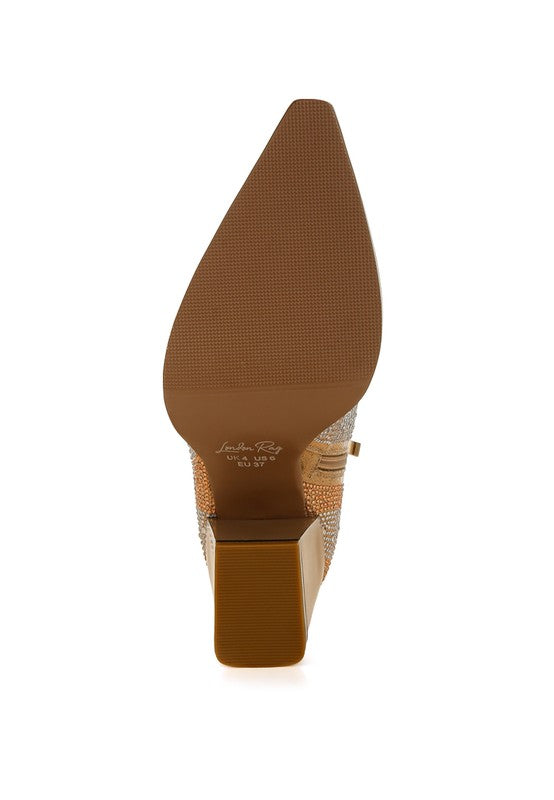 Mugler Rhinestones Embellished Ankle Boots - FamilyClothes