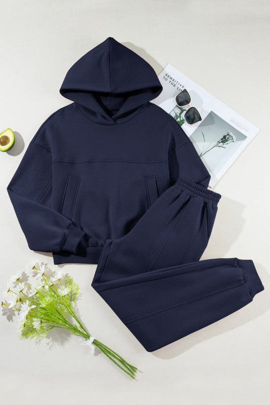 Solid Reverse Seams Hoodie and Joggers Set - FamilyClothes