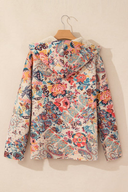 Floral Sherpa Lined Hooded Jacket - FamilyClothes