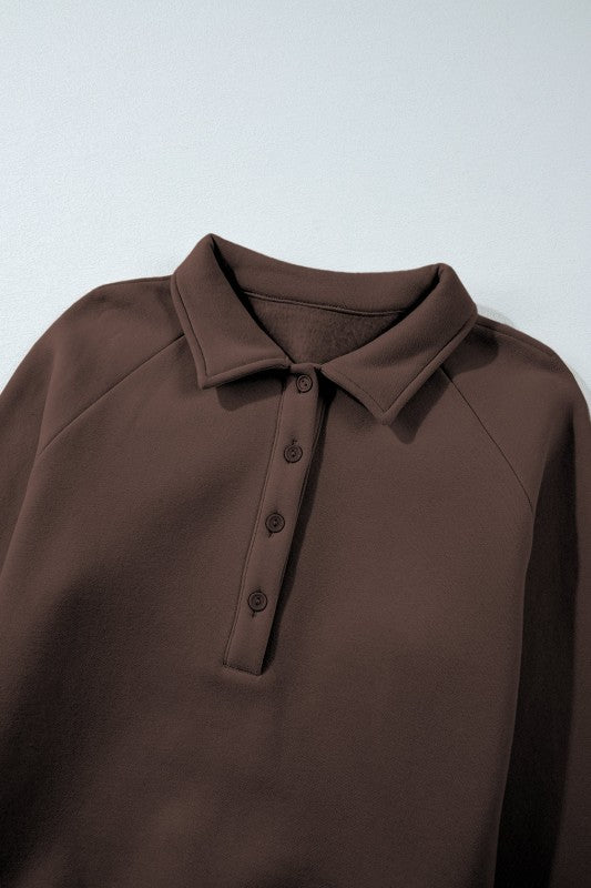 Solid Collared Sweatshirt and Pants Set - FamilyClothes