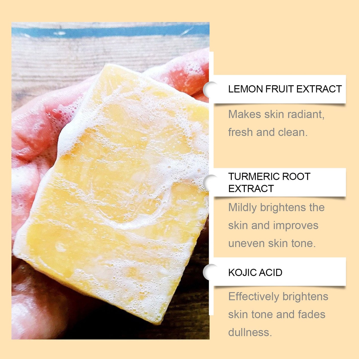 Lemon Turmeric Brightening Soap Gently Cleanses The Skin, Moisturizes, Hydrates And Replenishes Water. It Is A Facial And Body Care Soap - FamilyClothes