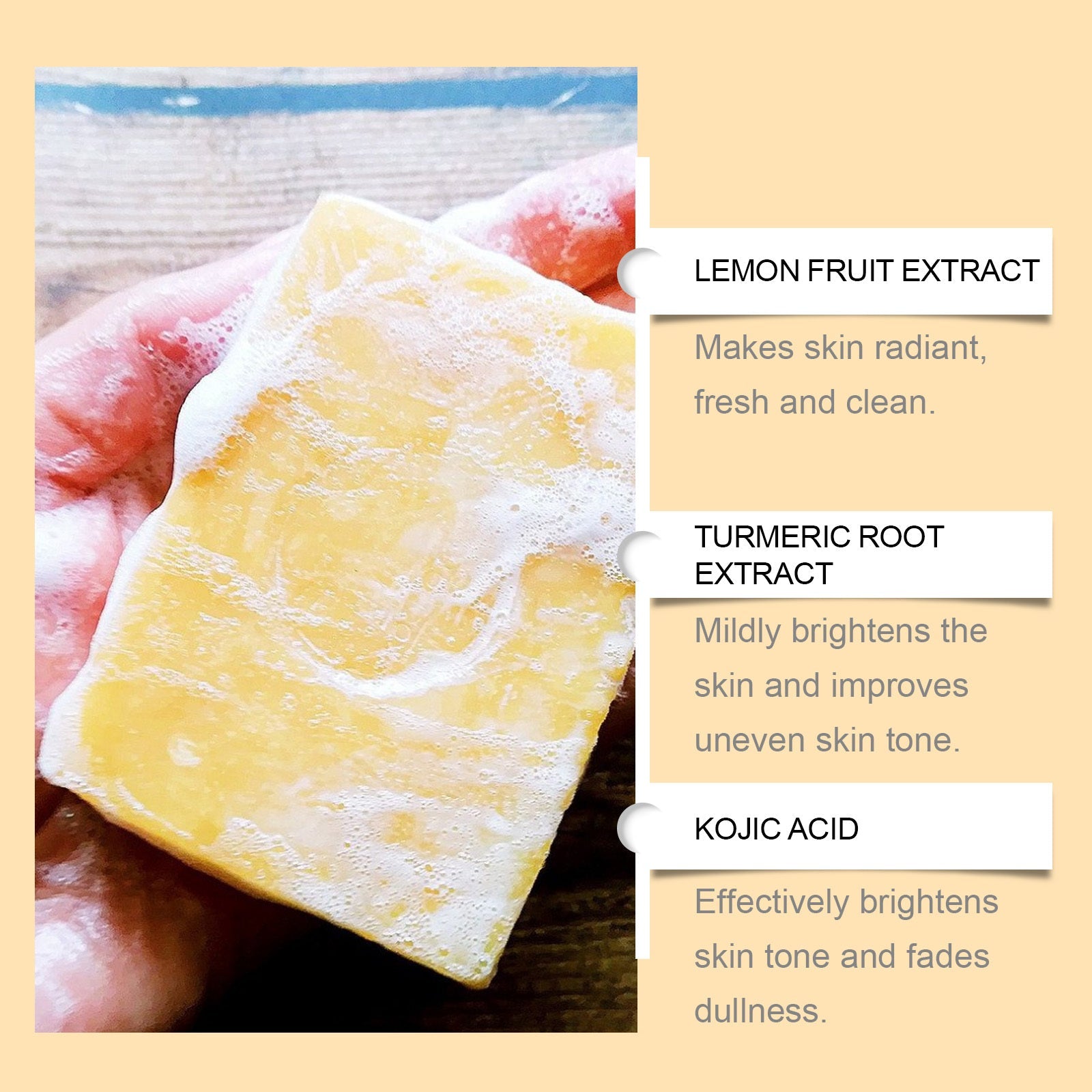 Lemon Turmeric Brightening Soap Gently Cleanses The Skin, Moisturizes, Hydrates And Replenishes Water. It Is A Facial And Body Care Soap - FamilyClothes