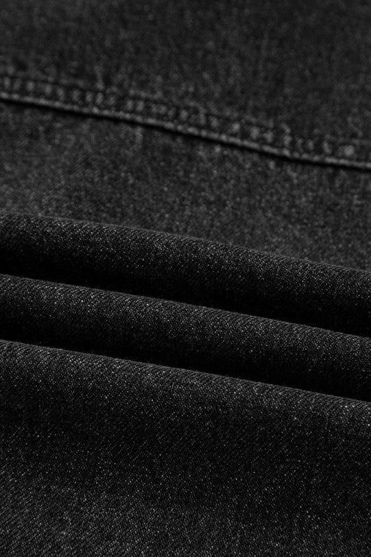 Denim Chest Pocket Drop Shoulder Hooded Jacket - FamilyClothes