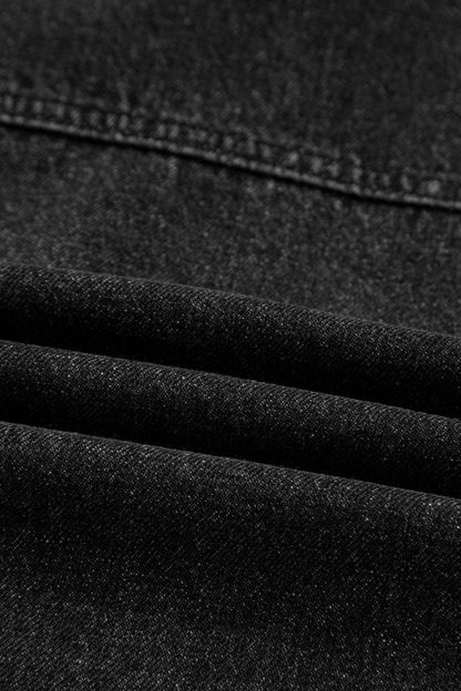 Denim Chest Pocket Drop Shoulder Hooded Jacket - FamilyClothes