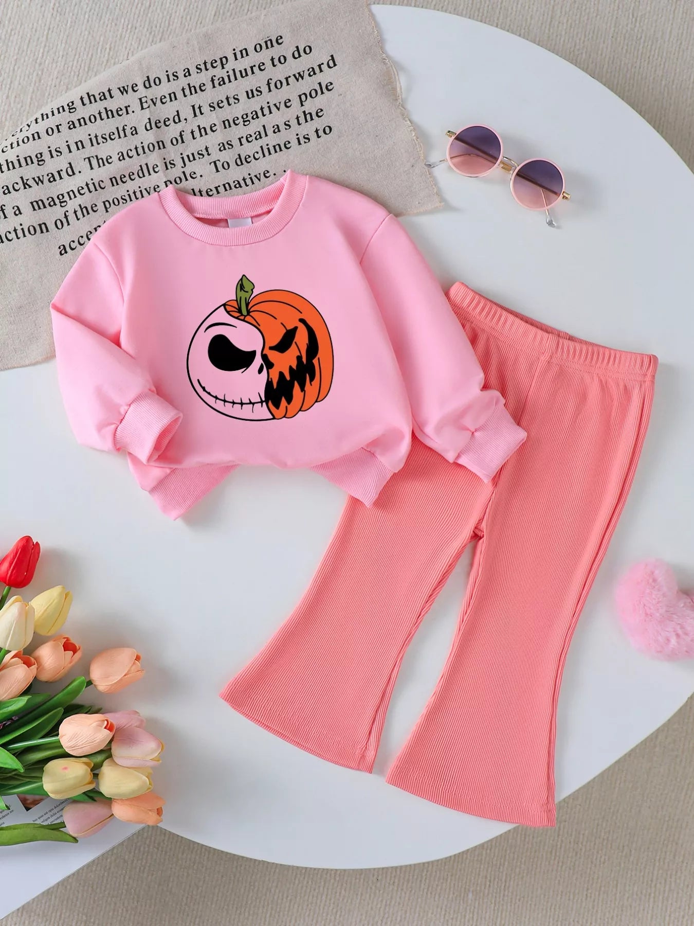 Children's Halloween Graphic Sweatshirt and Flare Pants Set - FamilyClothes