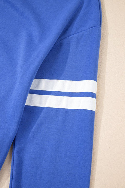 Varsity Stripe Long Sleeve Sweatshirt Dress - FamilyClothes