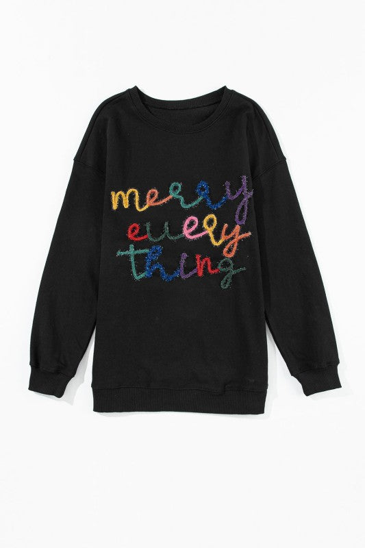 Christmas Merry Every Thing Tinsel Sweatshirt - FamilyClothes