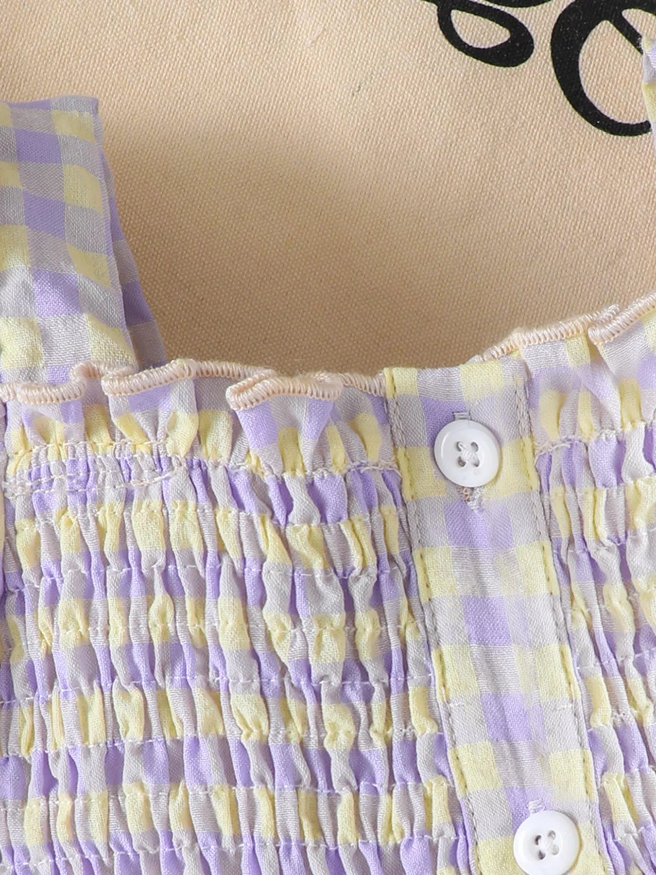 Children's Gingham Smocked Top and Bow Pants Set - FamilyClothes