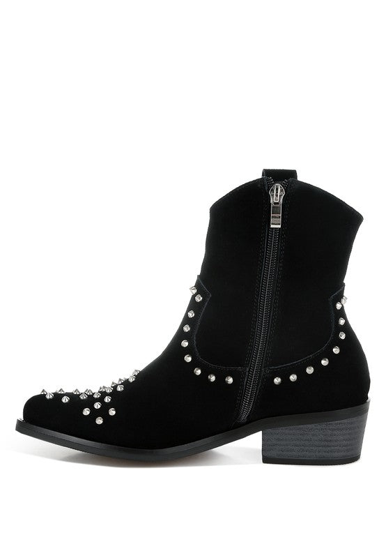 Hira Studs Embellished Cowboy Boots - FamilyClothes