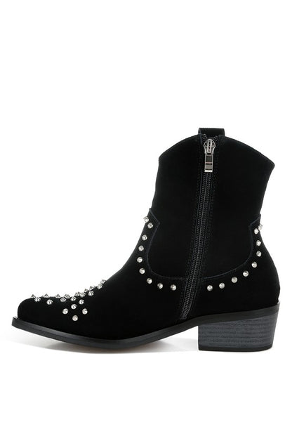 Hira Studs Embellished Cowboy Boots - FamilyClothes