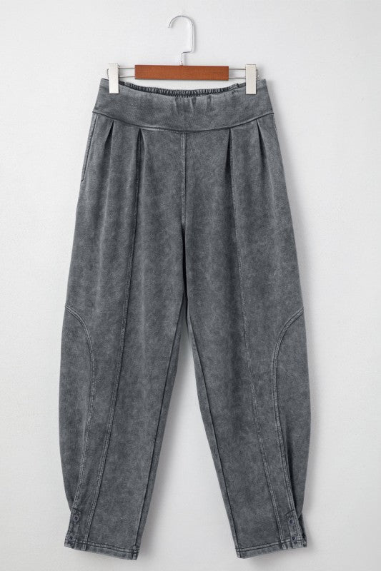 Solid Mineral Wash Jogger Style Pants - FamilyClothes