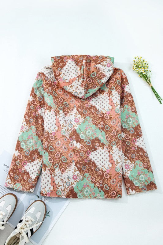 Floral Sherpa Lined Hooded Jacket - FamilyClothes