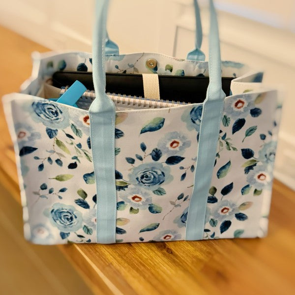 Bloom Blue Floral Couture Tote - FamilyClothes