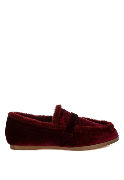 Bastian Fur Detail Velvet Loafers - FamilyClothes