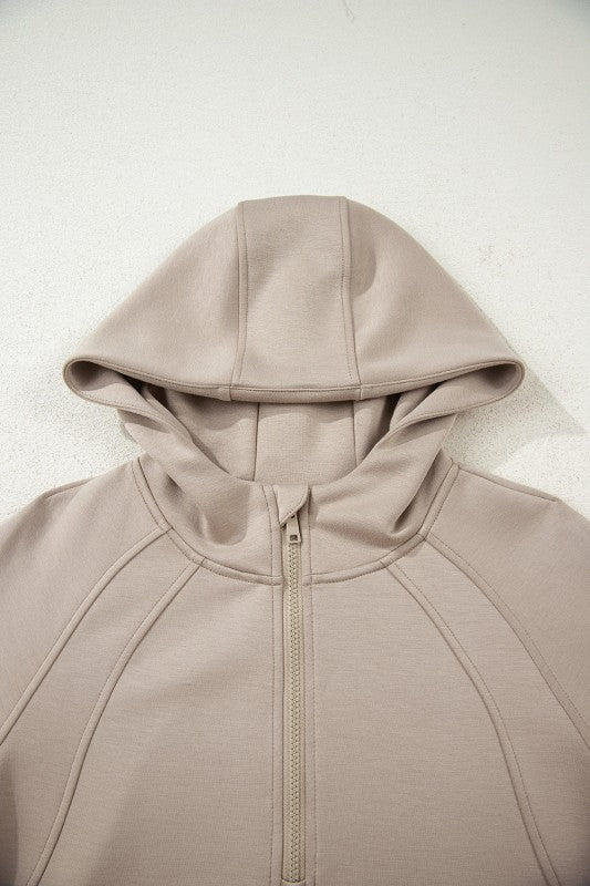 Solid Half-Zip Hoodie and Pants Set - FamilyClothes