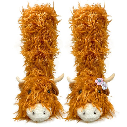 Highland Cattel - Kids' Plush Animal Slipper Socks - FamilyClothes