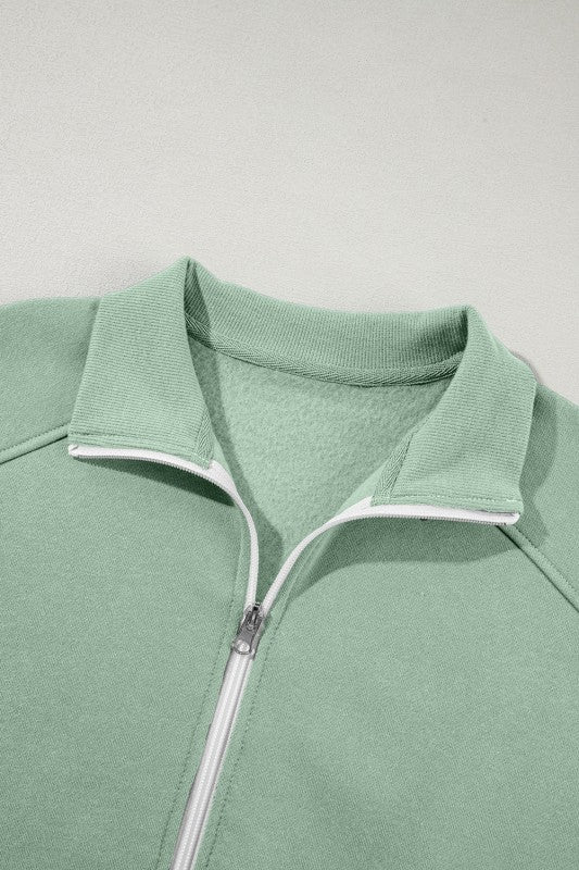 Solid Zip-Up Jacket and Drawstring Pants Set - FamilyClothes