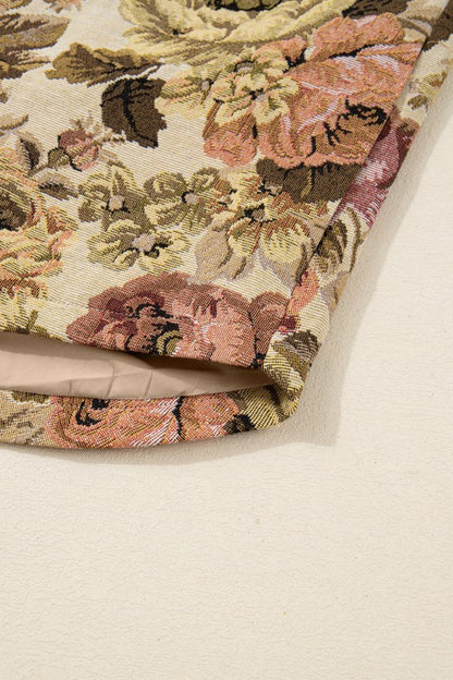 Floral Waffle Knit Patchwork Chest Pocket Buttoned - FamilyClothes