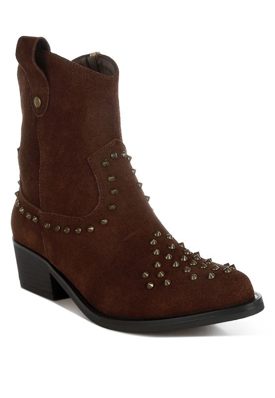 Hira Studs Embellished Cowboy Boots - FamilyClothes