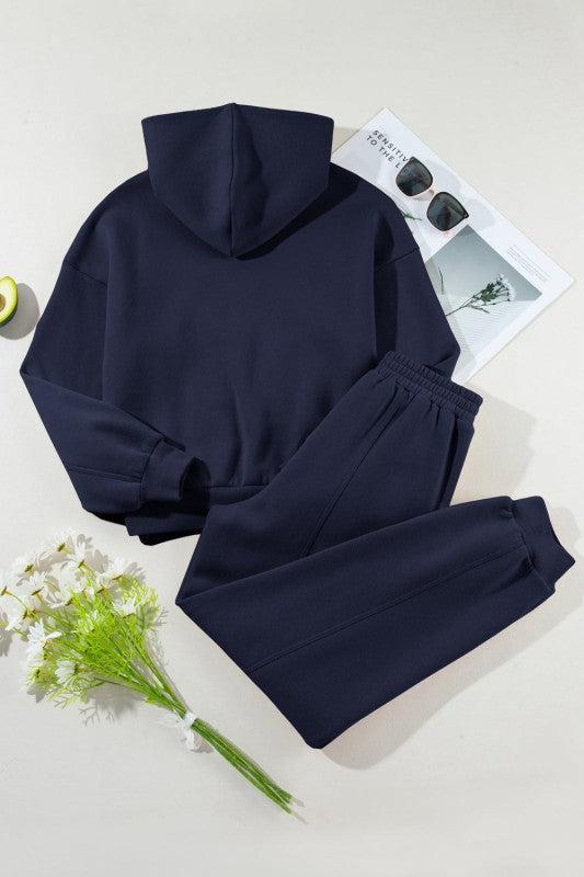Solid Reverse Seams Hoodie and Joggers Set - FamilyClothes