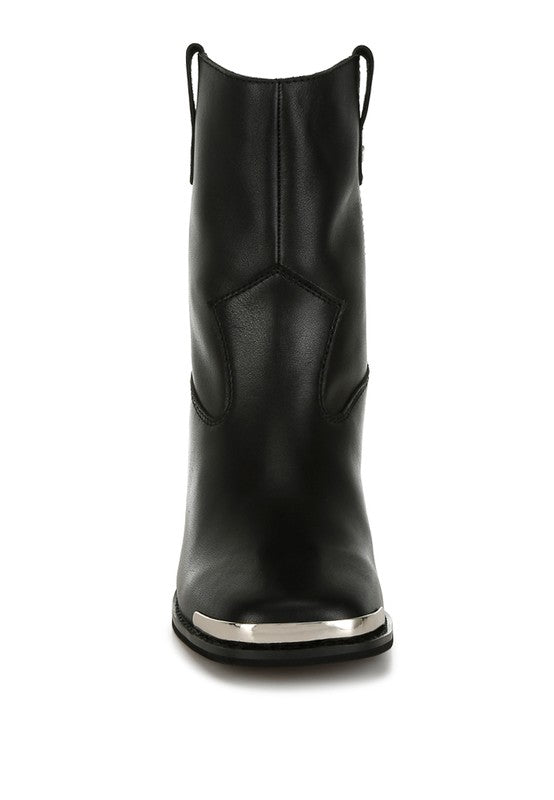 Iliad Genuine Leather Metallic Accent Ankle Boots - FamilyClothes