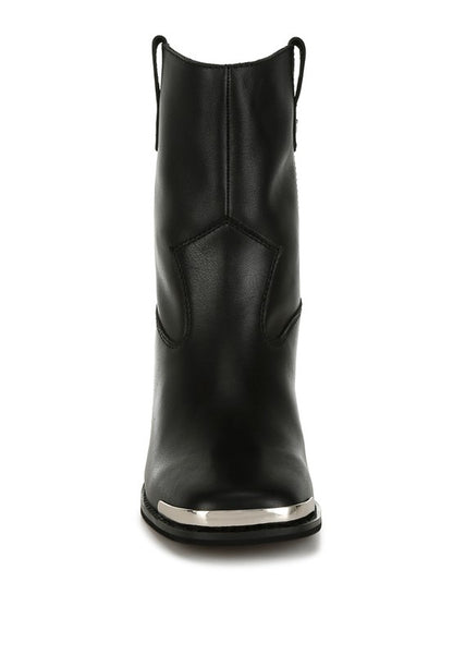 Iliad Genuine Leather Metallic Accent Ankle Boots - FamilyClothes