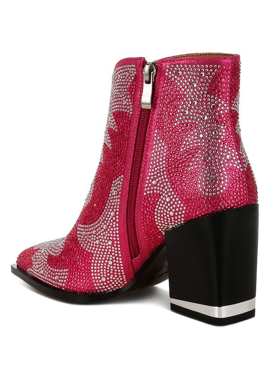 Mugler Rhinestones Embellished Ankle Boots - FamilyClothes