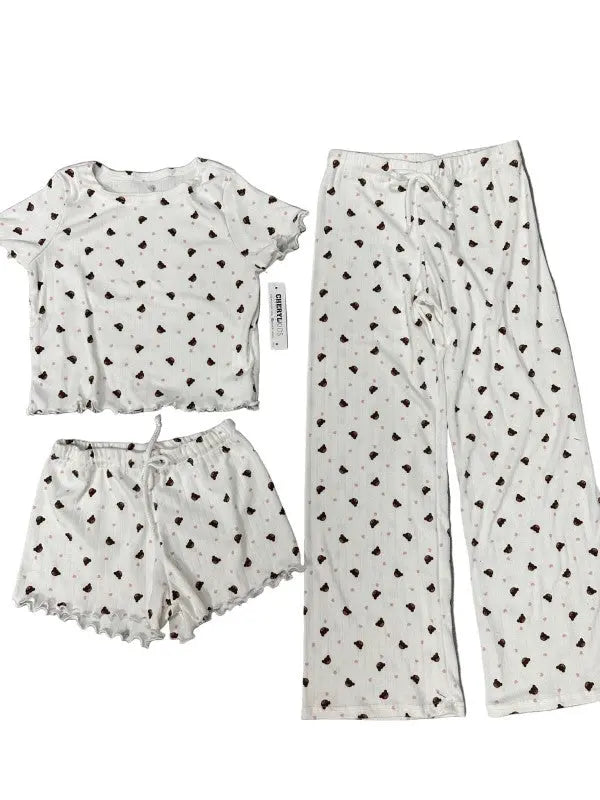 Girls Printed Lounge 3 Pc Short Sleeve Top Pants a - FamilyClothes