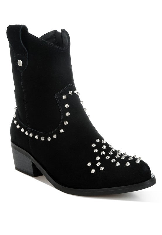 Hira Studs Embellished Cowboy Boots - FamilyClothes