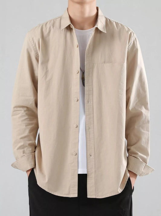 Men's Full Size Button-Up Casual Shirt Plus Size - FamilyClothes