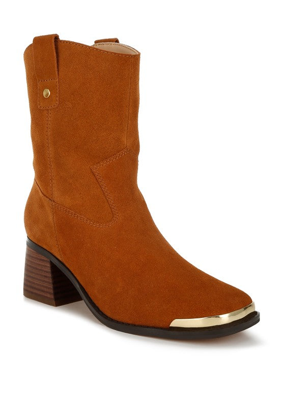 Emberly Suede Square Toe Ankle Boots - FamilyClothes