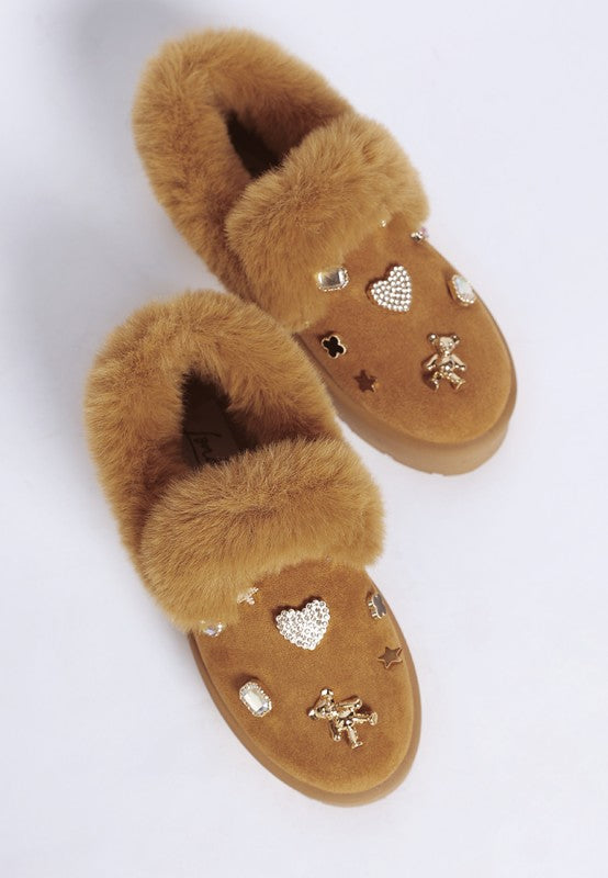 Zeta Charm Detail Slip On Snow Boots - FamilyClothes