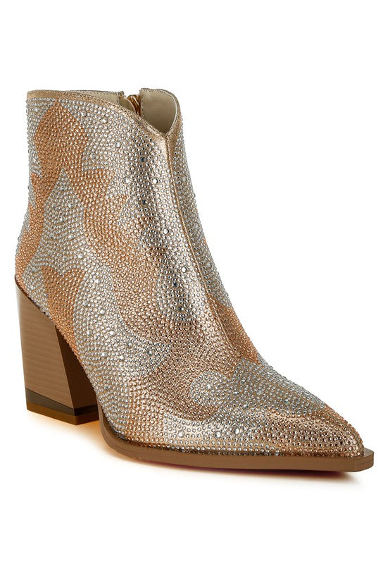Mugler Rhinestones Embellished Ankle Boots - FamilyClothes