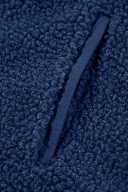 Solid Fleece Zip-Up Drawstring Pocketed Hooded Jac - FamilyClothes