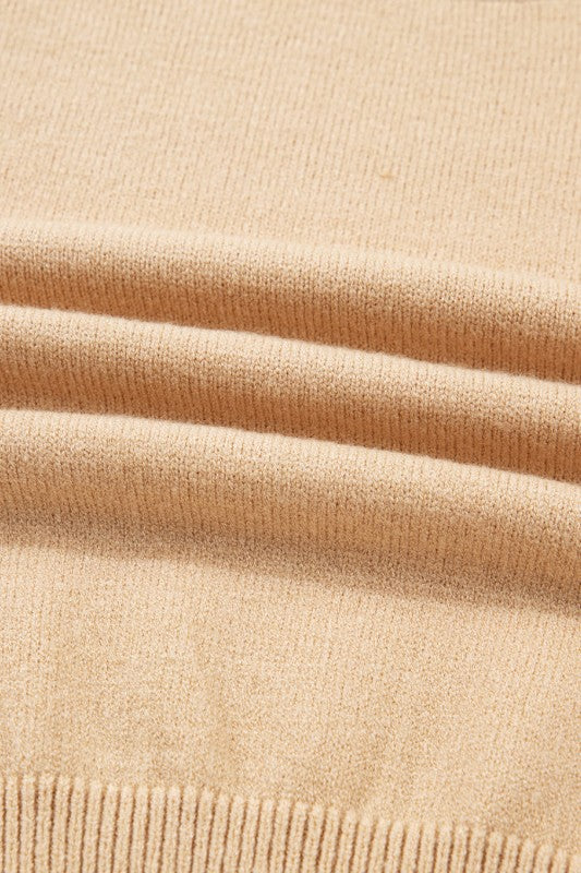 Solid High Neck Sweater and Pleated Mini Skirt Set - FamilyClothes