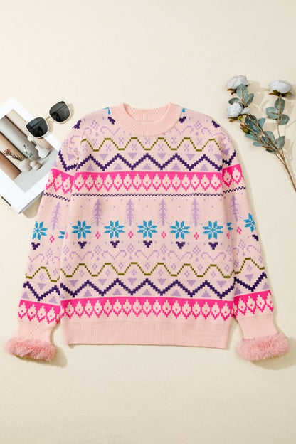 Kayaetta Knit Feather Cuffed Sweater - FamilyClothes