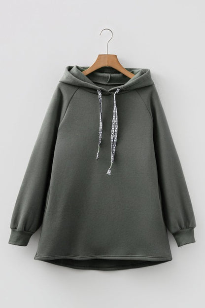 Solid Fleece Lined Drawstring Hoodie - FamilyClothes