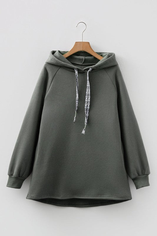 Solid Fleece Lined Drawstring Hoodie - FamilyClothes