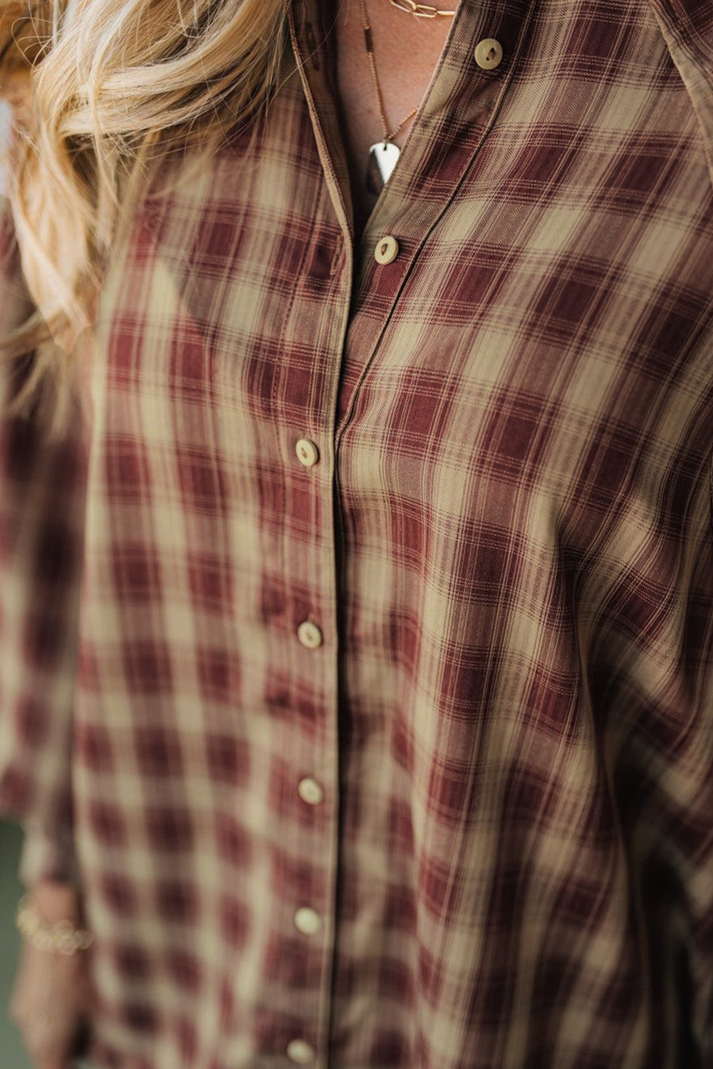 Red Plaid Mini Shirt Dress with Ruffled Long Sleeves and Patchwork Hem - FamilyClothes