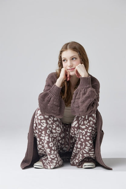 Plus Oversized Cardigan with Pompom Sleeves - FamilyClothes