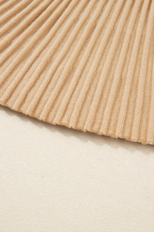 Solid High Neck Sweater and Pleated Mini Skirt Set - FamilyClothes