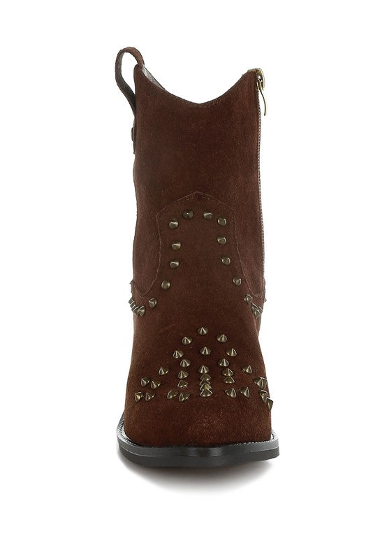 Hira Studs Embellished Cowboy Boots - FamilyClothes