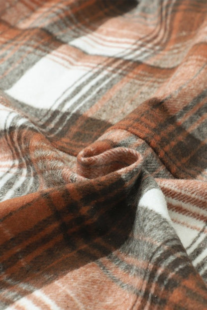 Plaid Flap Chest Pockets Shacket - FamilyClothes